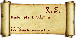 Kaderják Sára névjegykártya